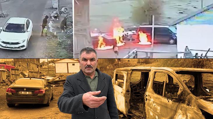 Köyde Korku Dolu Anlar: Muhtar ve Oğluna Ait 4 Araç Ateşe Verildi