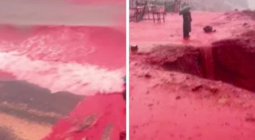 Hürmüz Adası'nın "Kızıl Sahili" Yağmur Sonrası Büyüleyici Bir Manzaraya Büründü