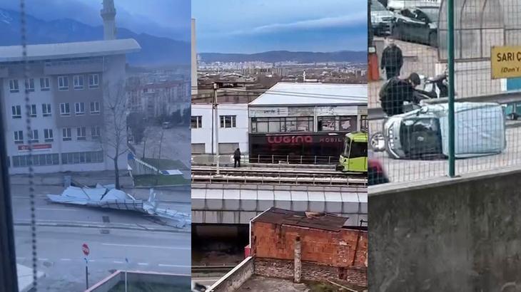 Şiddetli Rüzgar Bursa'da Hayatı Felç Etti: Uçan Çatılar ve Devrilen Araçlar Paniğe Neden Oldu