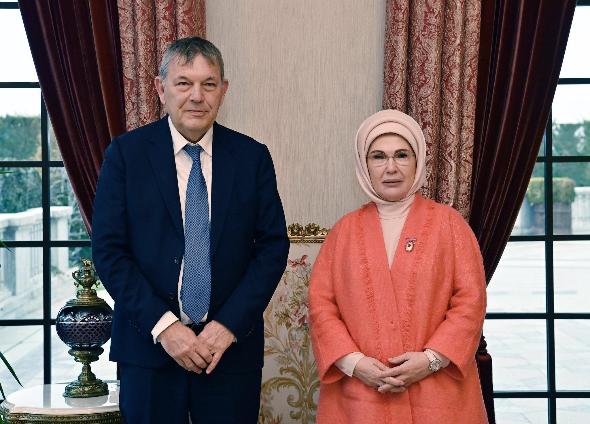 Emine Erdoğan'dan UNRWA Genel Komiseri Lazzarini'ye Filistin Vurgusu