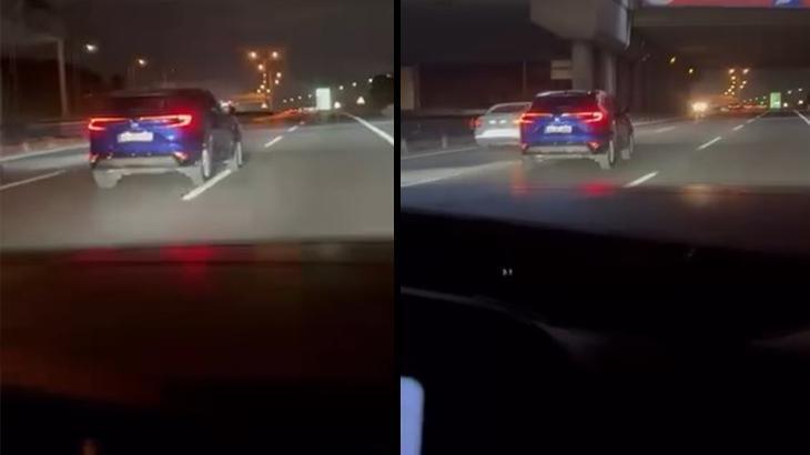 Tem Otoyolu'nda Tehlikeli Sürüş: Trafik Akışını Tehlikeye Attı